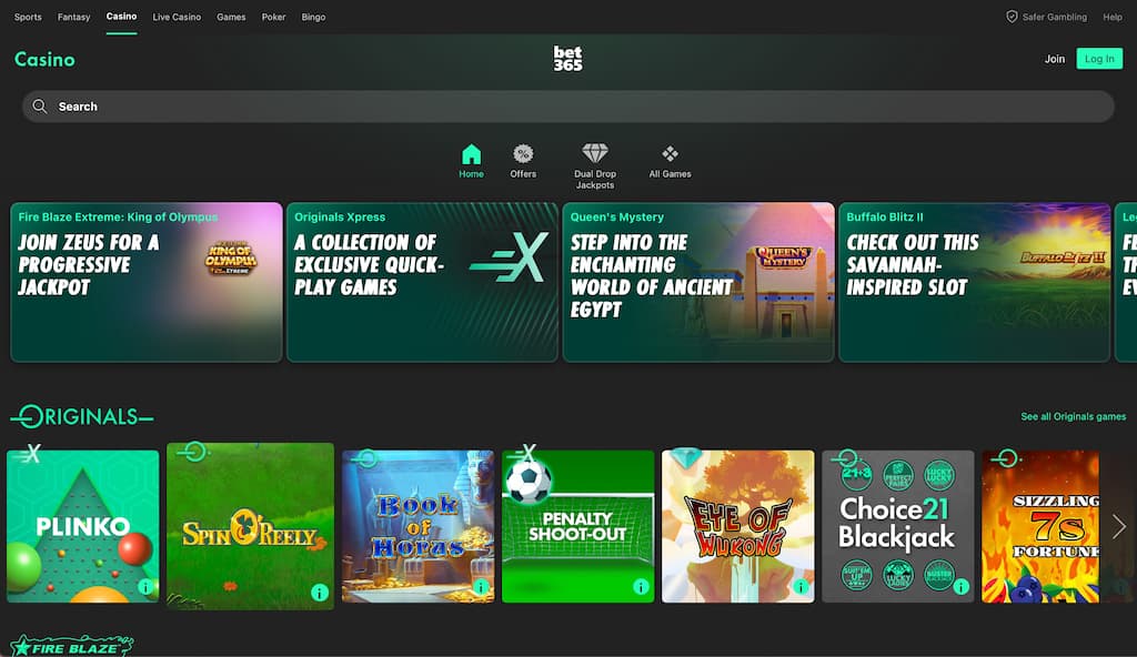 bet365 casino front page